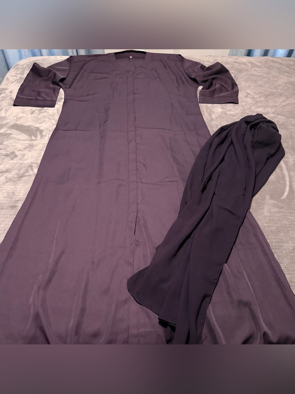 Purple Abaya and Scarf Set